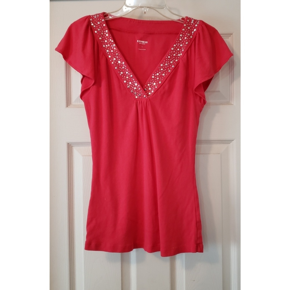 Express Embellished Pink Tee